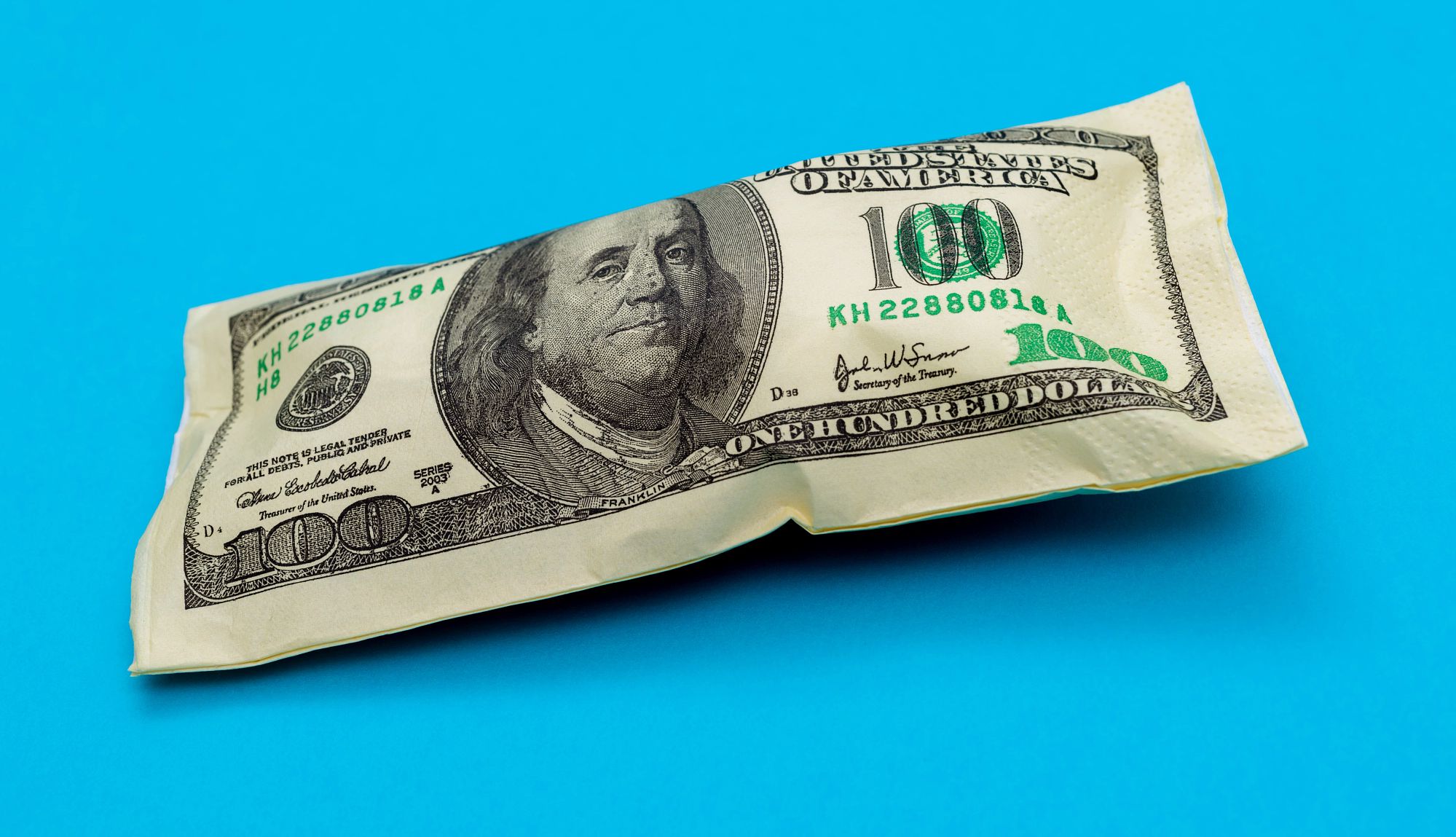 Stretch the Social Security COLA a one hundred dollar bill puffed up like a balloon