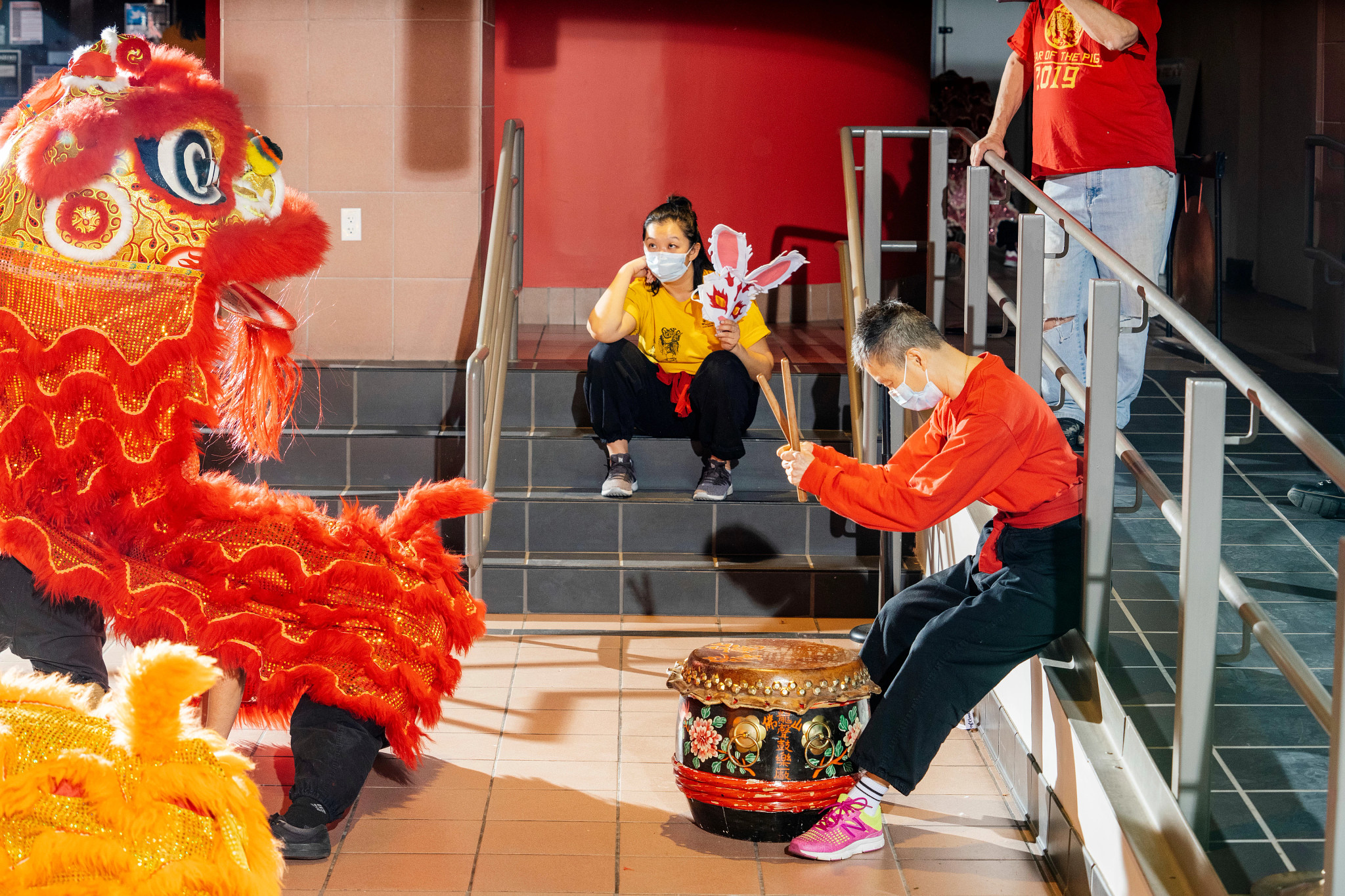Gund Kwok practicing before a Lunar New Year performance in 2023