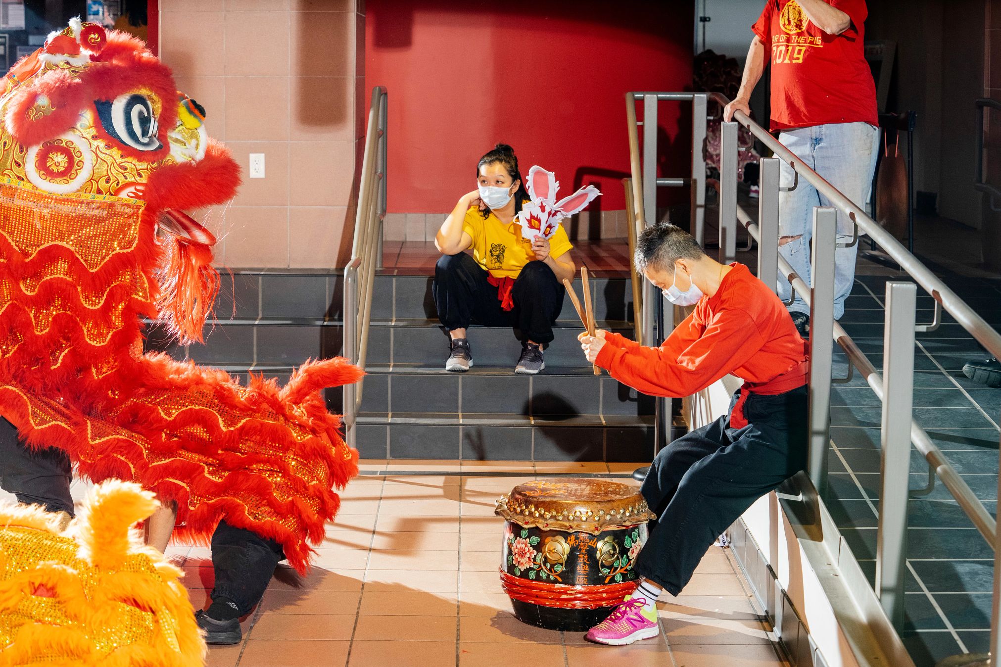 Gund Kwok practicing before a Lunar New Year performance in 2023