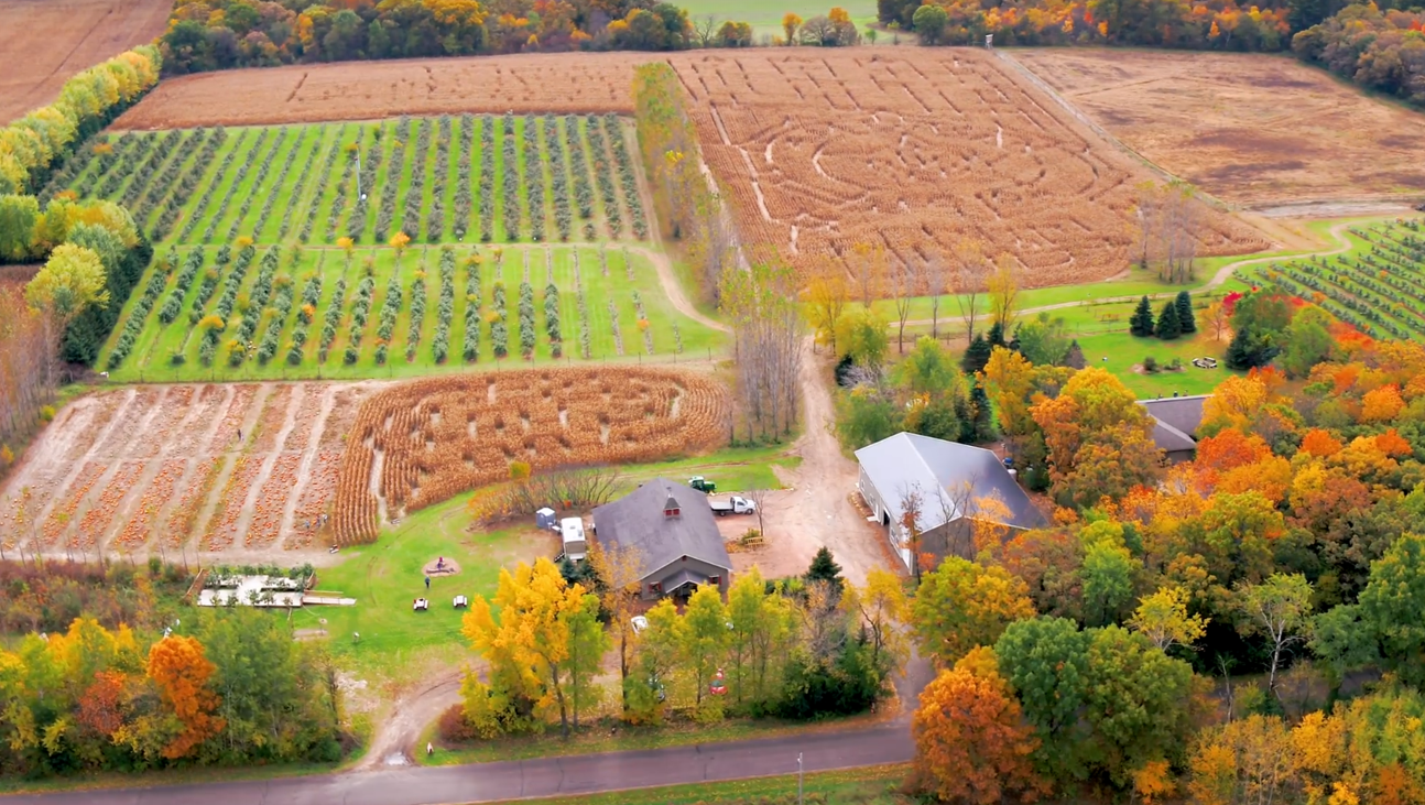 aerial view of Leffel Roots Apple Orchard