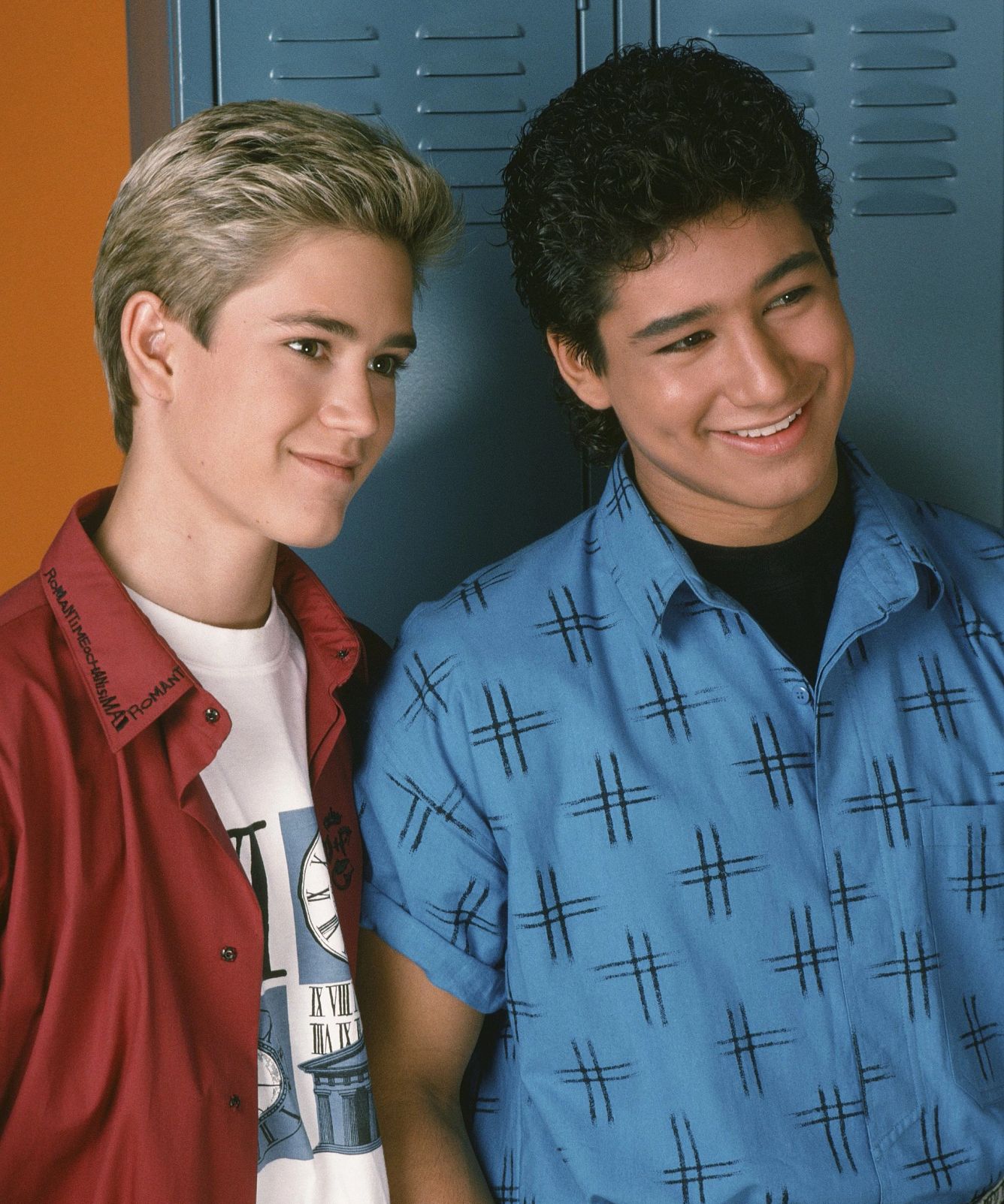Mark-Paul Gosselaar starred in 'Saved by the Bell' Young Mark-Paul Gosselaar and Mario Lopez in front of lockers in a still from Saved by the Bell