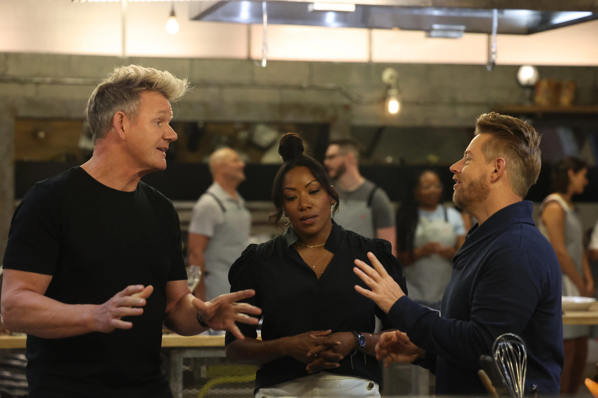 Gordon Ramsay, Nyesha Arrington and Richard Blais in a still from Next Level Chef