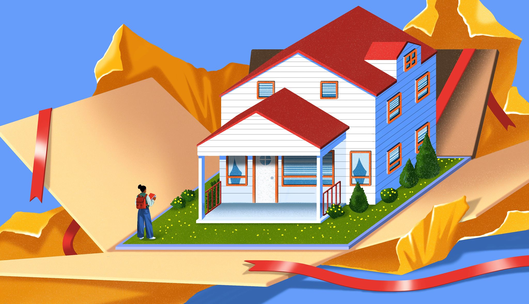 Buying kids a house a house being unwrapped like a present