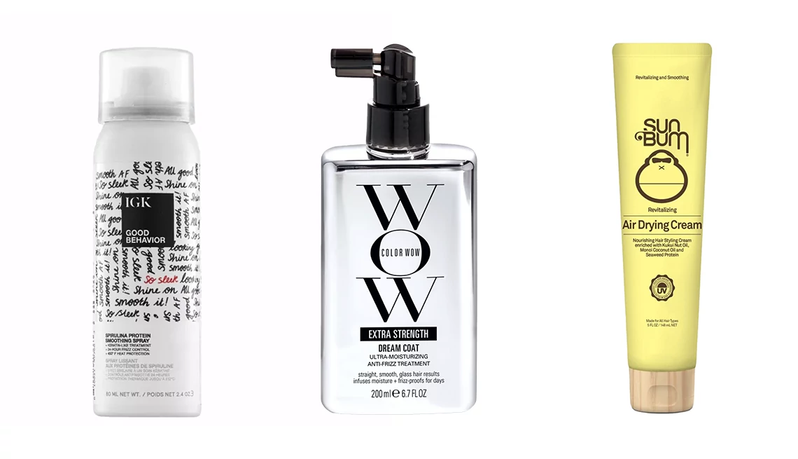 IGK Good Behavior Spirulina Protein Styling Spray; Color Wow Dream Coat Supernatural Spray; Sun Bum Revitalizing Air Dry Cream