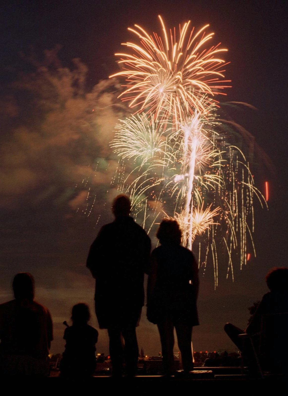 People watch fireworks.