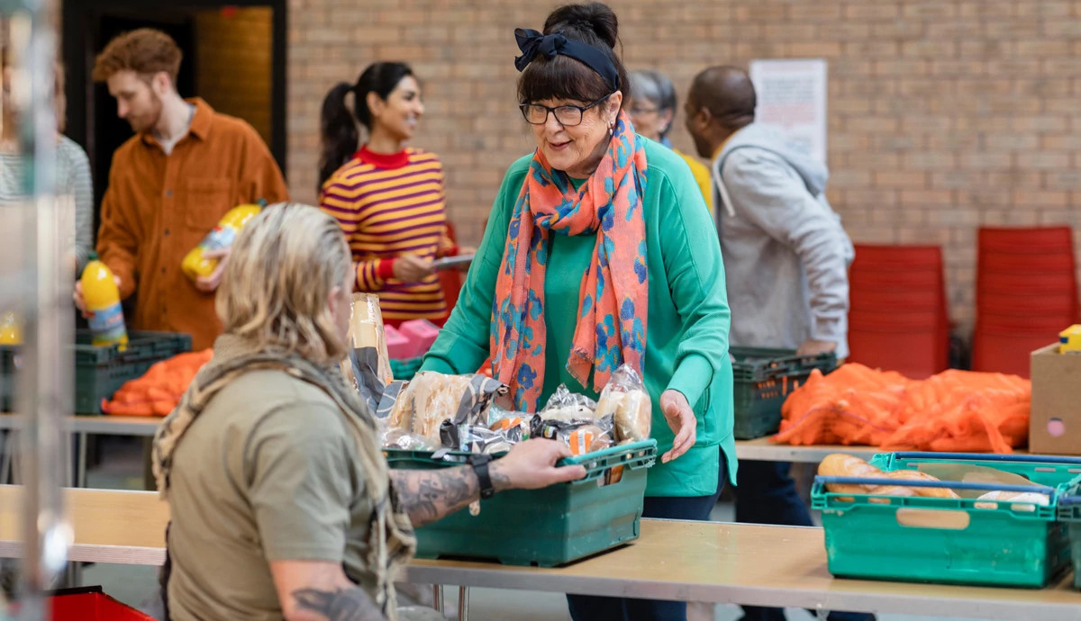 Woman at food bank