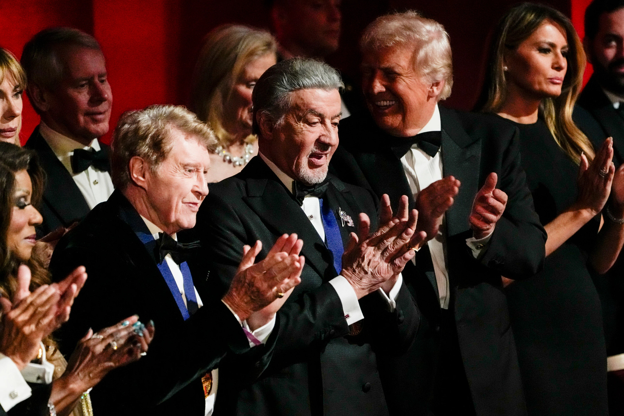 michael crawford, sylvester stallone, president donald trump and first lady melania trump at the 2025 kennedy center honors