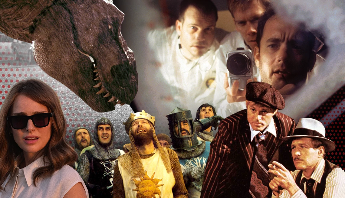 A collage of movies ranging from Jurassic Park, Apollo 13, The Sting and Monty Python and the Holy Grail