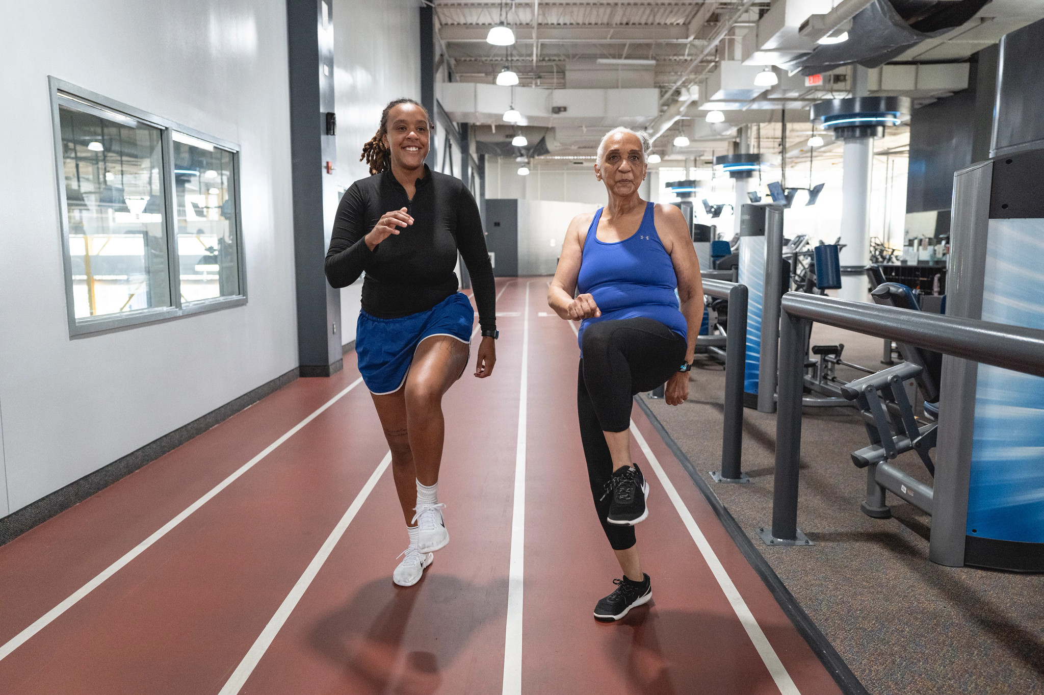 joyce sampson works out with a partner