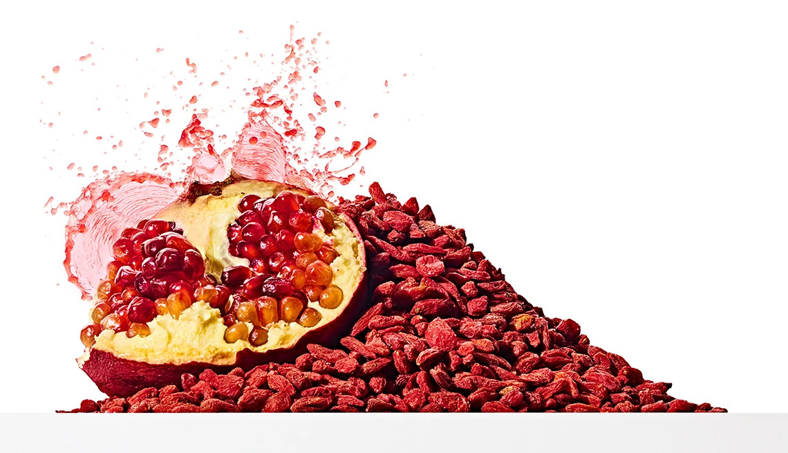 pomegranate and goji berries