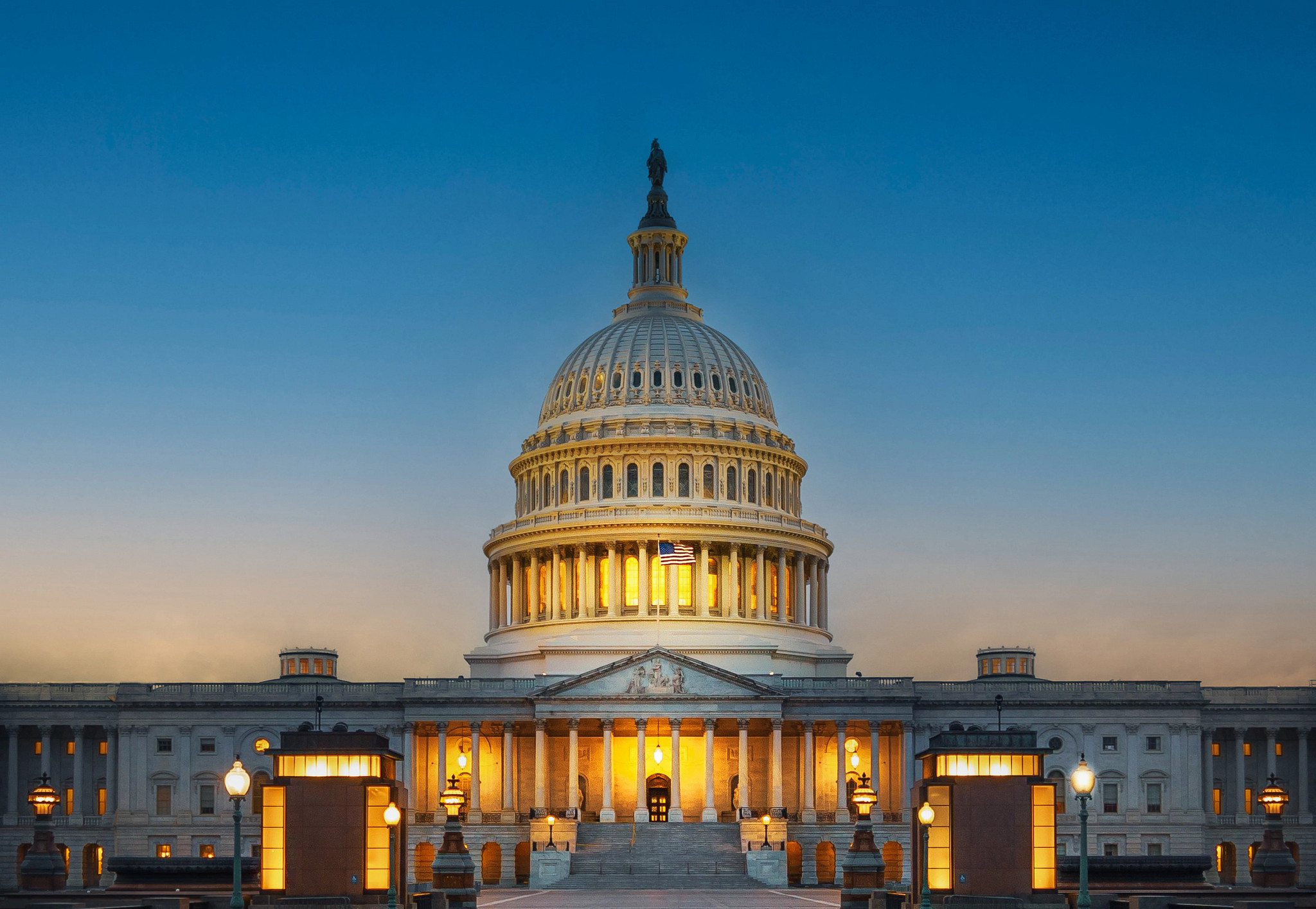 US Capitol building at sunset