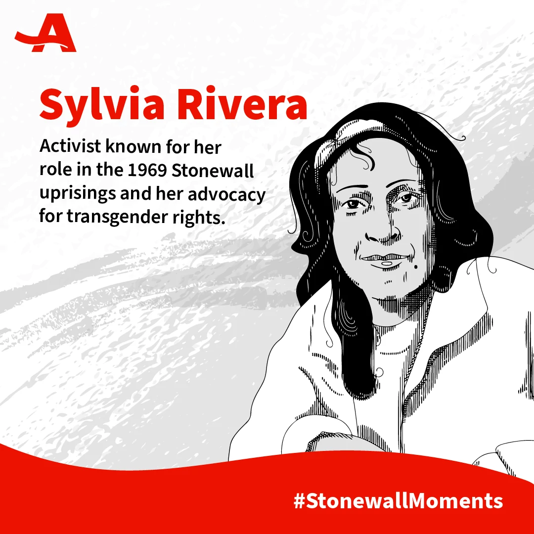 Sylvia Rivera sylvia rivera, activista conocida por sus protestas en stonewall en mil novecientos sesenta y nueve y su defensa de los derechos de las personas transexuales