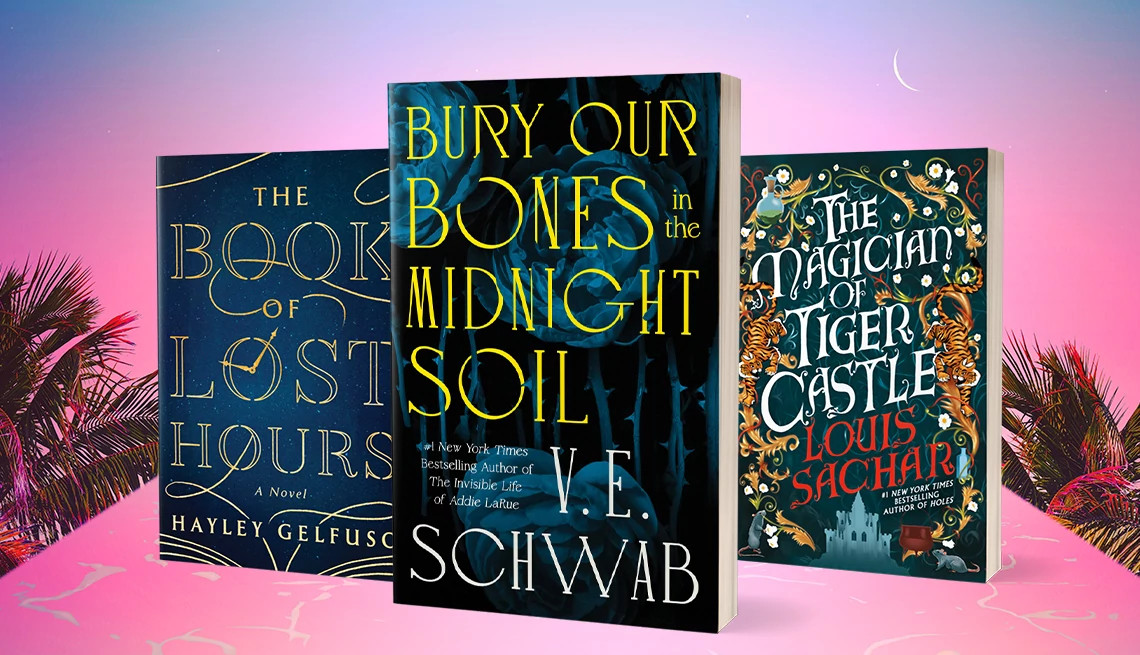 the covers of 'the book of lost hours,' 'bury our bones in the midnight soil' and 'the magician of tiger castle'