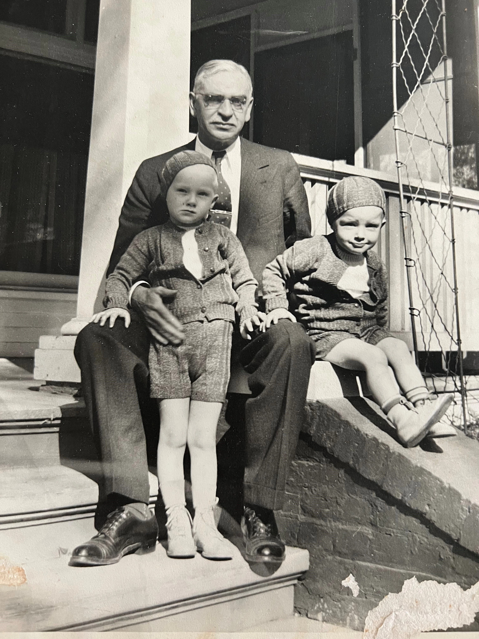 Chester Allen Pratt is shown in a photo with his brother Chuck and their grandfather in 1936.