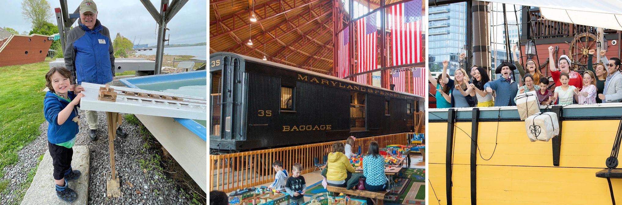 Museums in Maine, Maryland and Massachusetts Maine Maritime Museum, the B&O Railroad Museum and the Boston Tea Party Ships & Museum