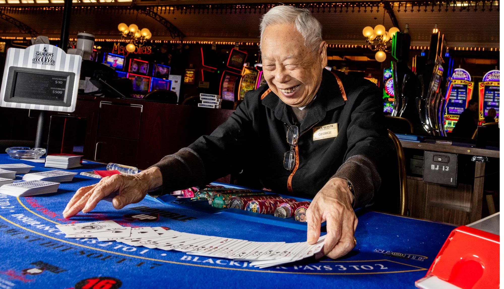 George R. Lee at a blackjack table in Las Vegas
