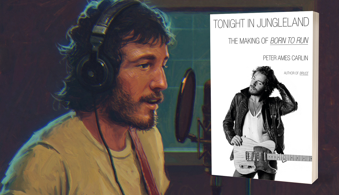 A Chat With the Author of ‘Tonight in Jungleland’ Illustration of Brice Springsteen with the cover of his book, "Welcome to Jungleland" superimposed over it