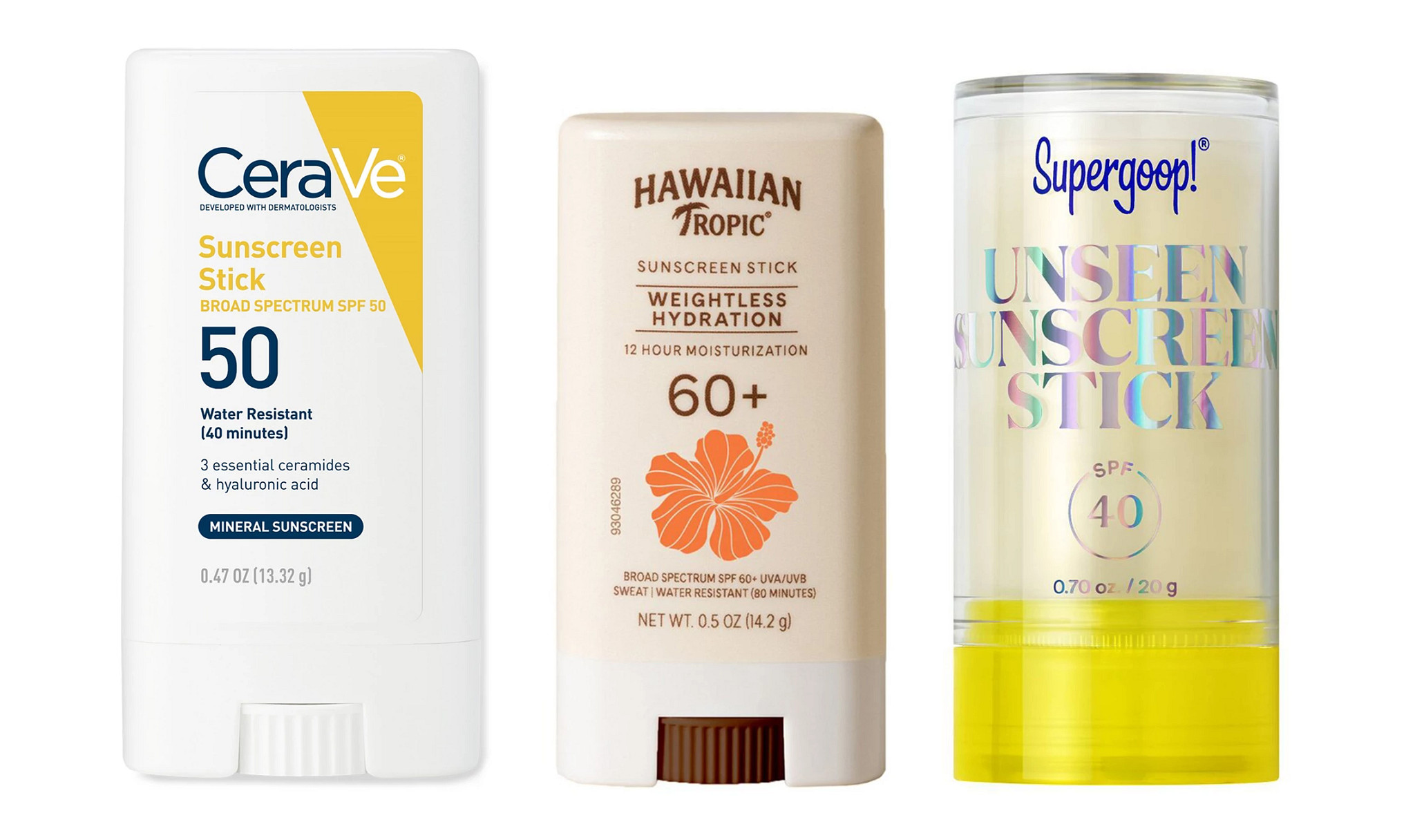 a collage with three different sunscreen products