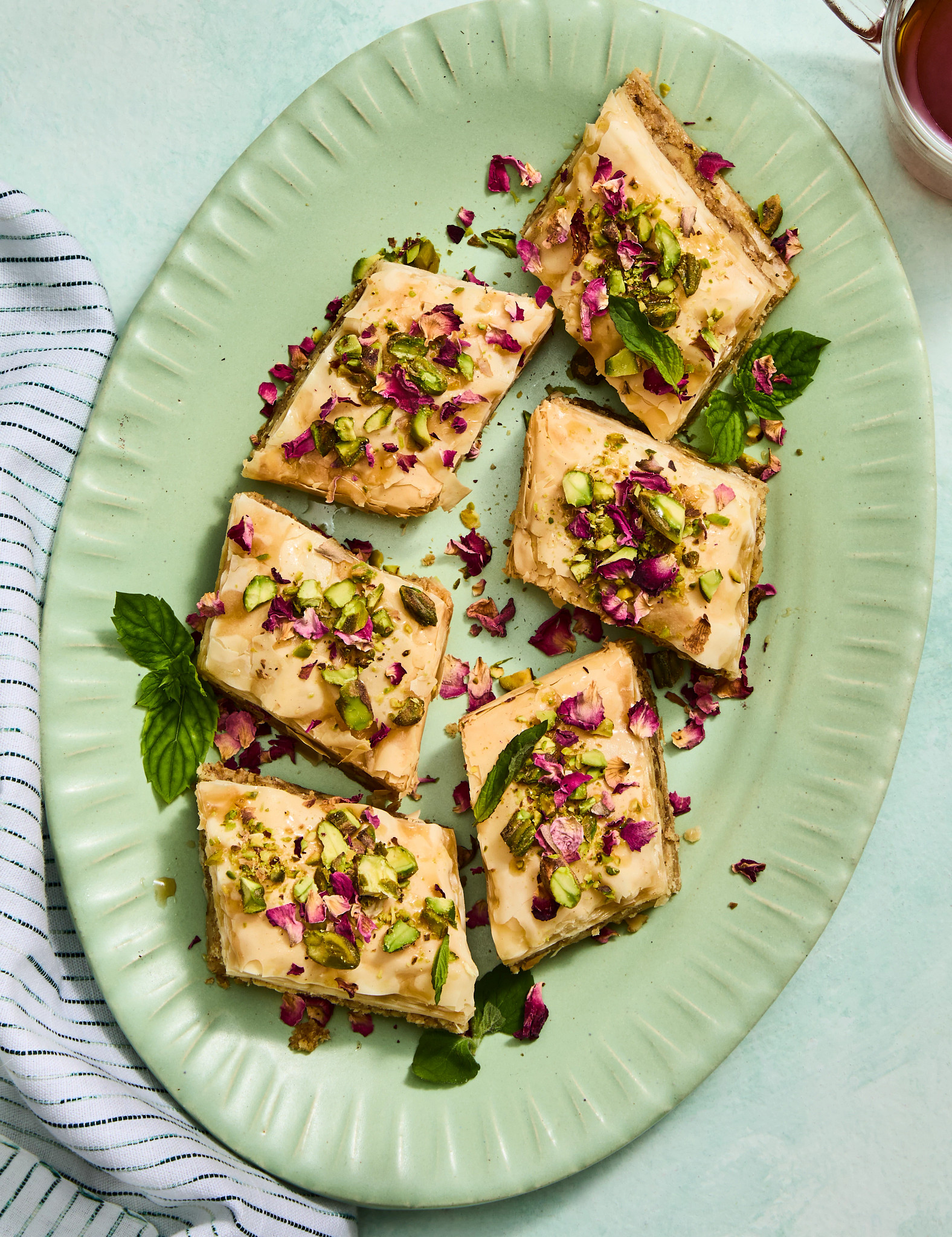 carrot halwa pistachio baklava is shown in a photo