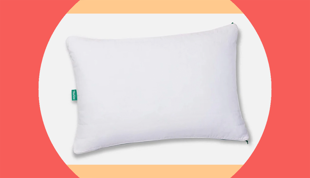  Brooklinen Marlow Pillow on a white background in a red frame
