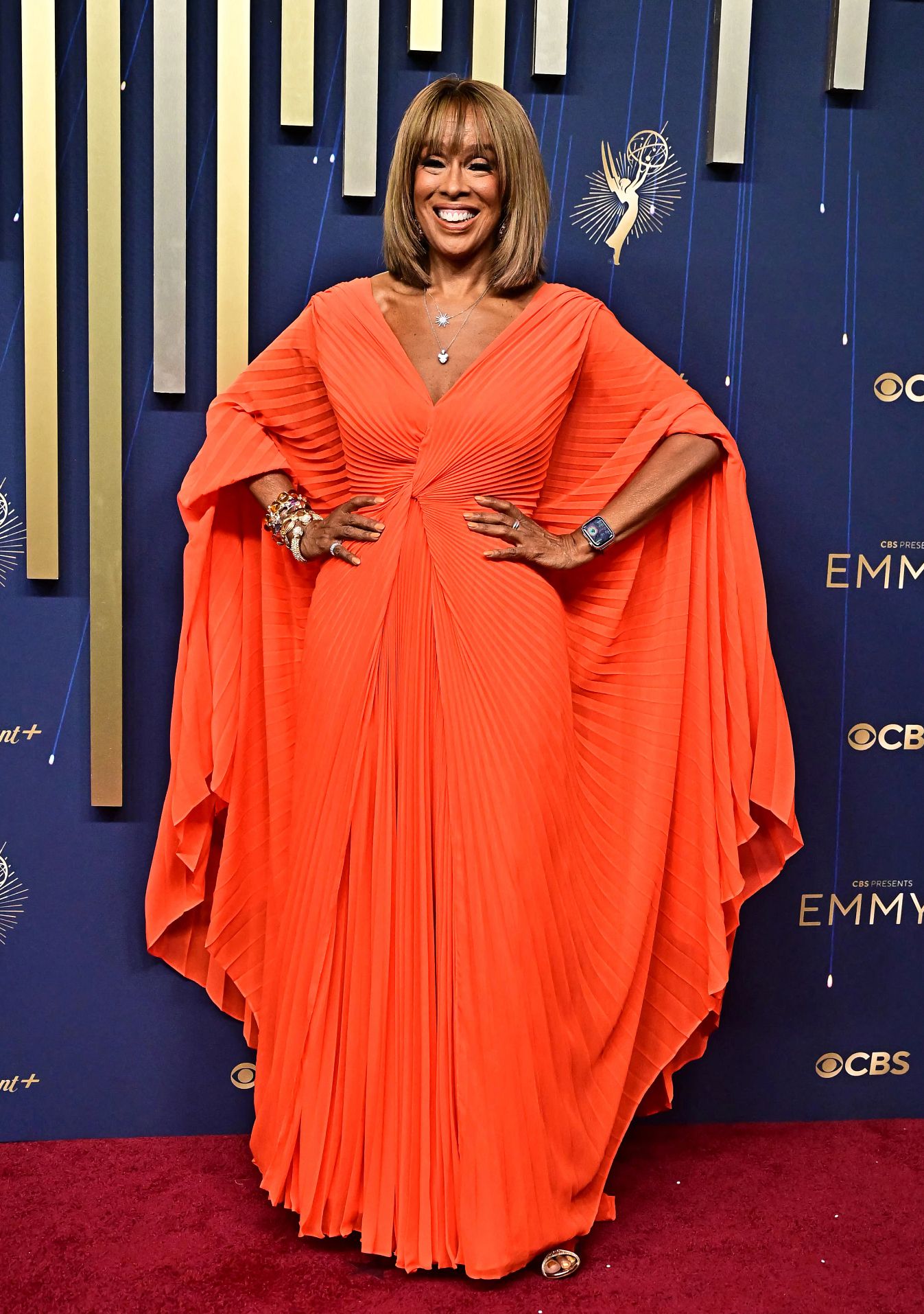 Best-Dressed Women Over 50 at the 2025 Emmy Awards gayle king posing on the red carpet
