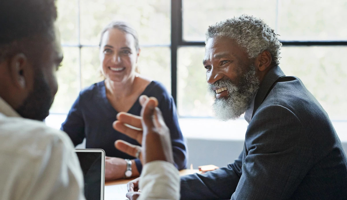 Man smiling during job interview
