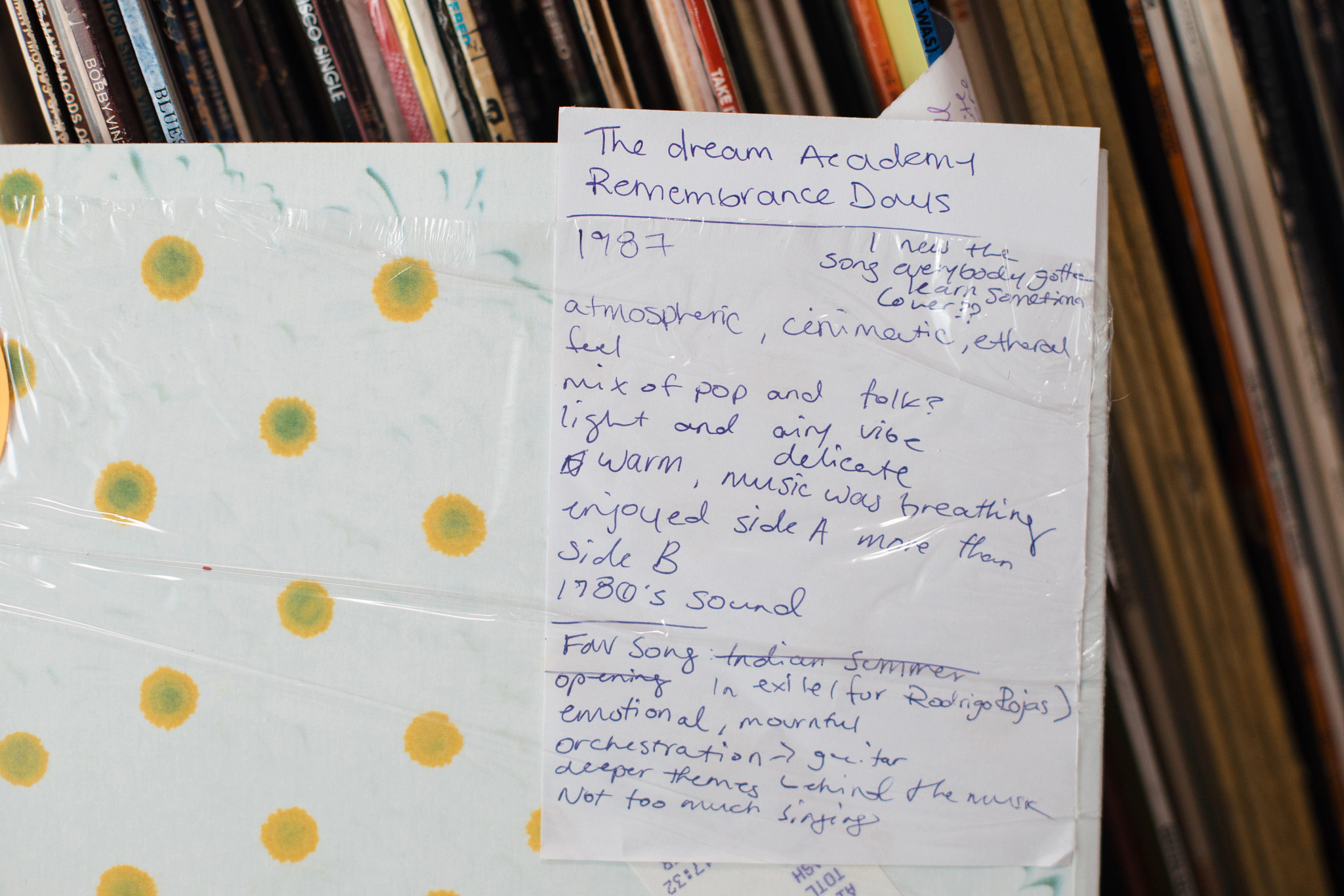 note left next to a record