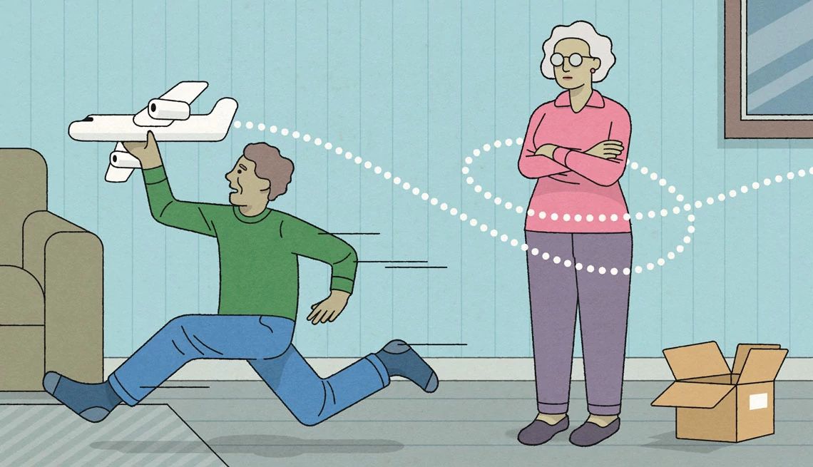 My Grandkids Don't Thank Me for Gifts a kid running around with a toy while the grandparent looks on
