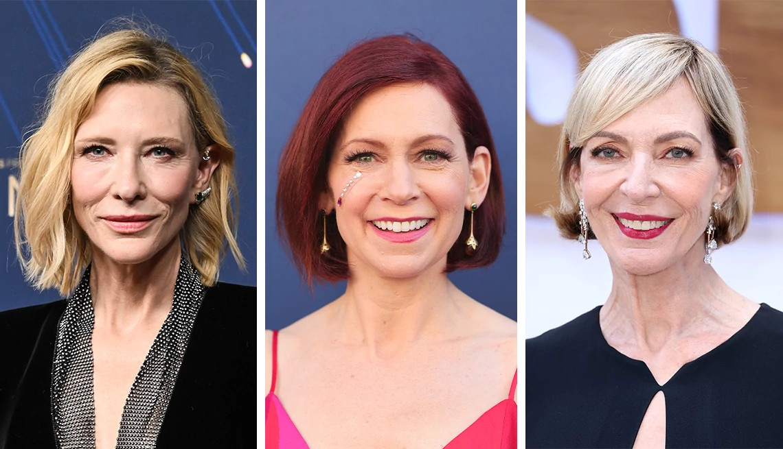 a collage with images of cate blanchett, carrie preston and allison janney