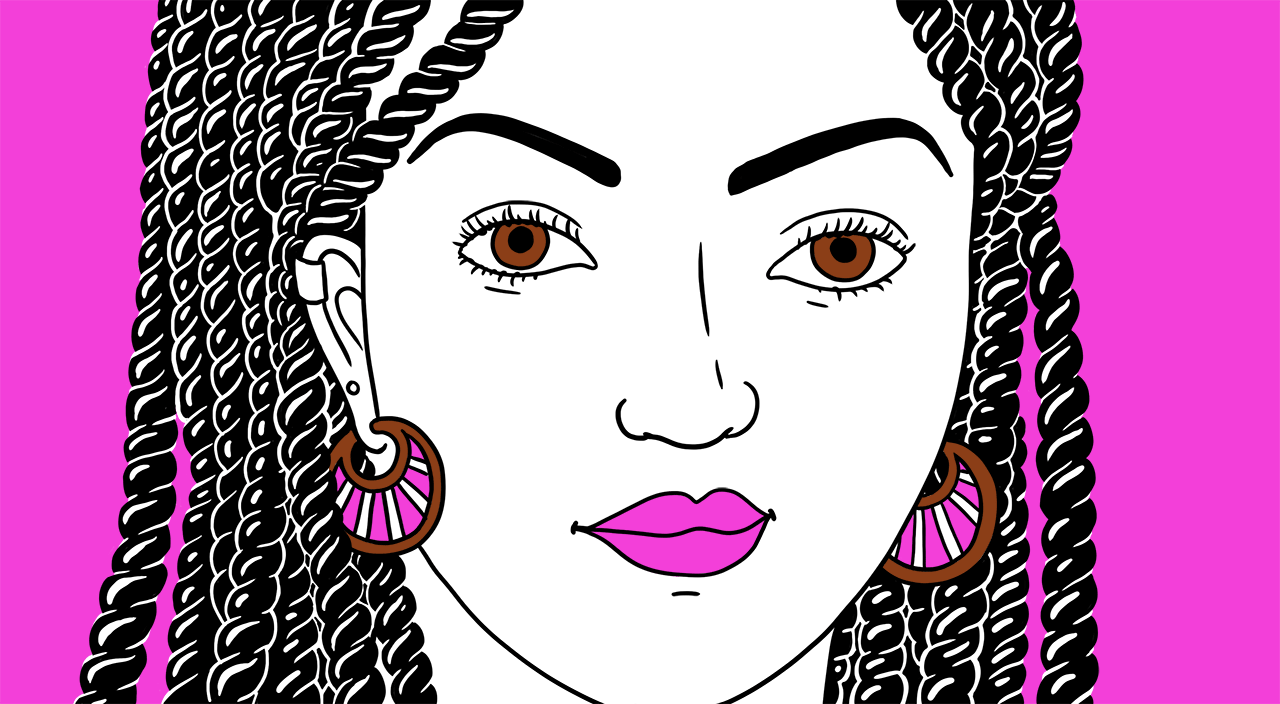 illustration of crow's feet forming around woman's eyes as she smiles