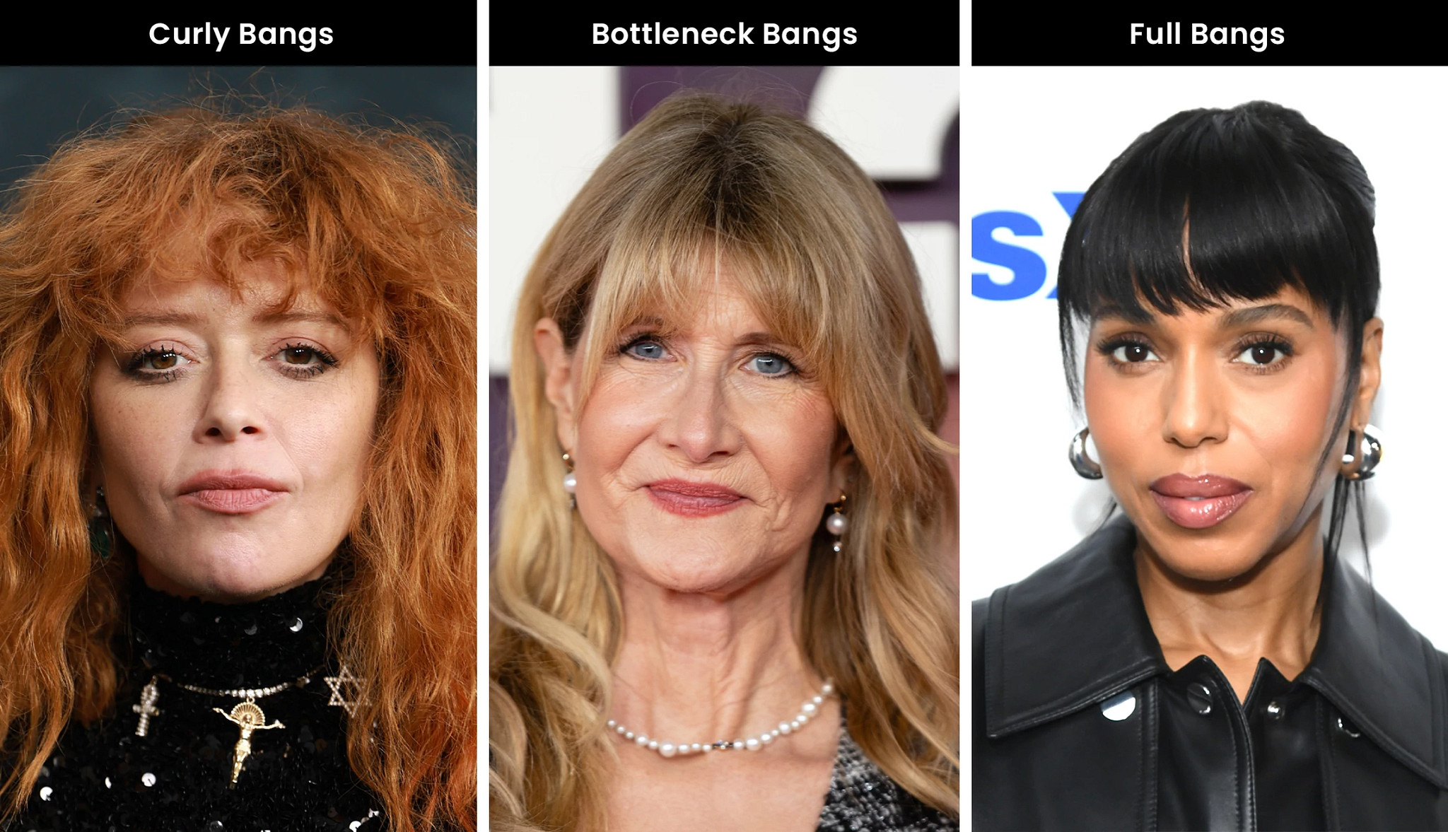 a collage with photos of Natasha Lyonne, Laura Dern and Kerry Washington