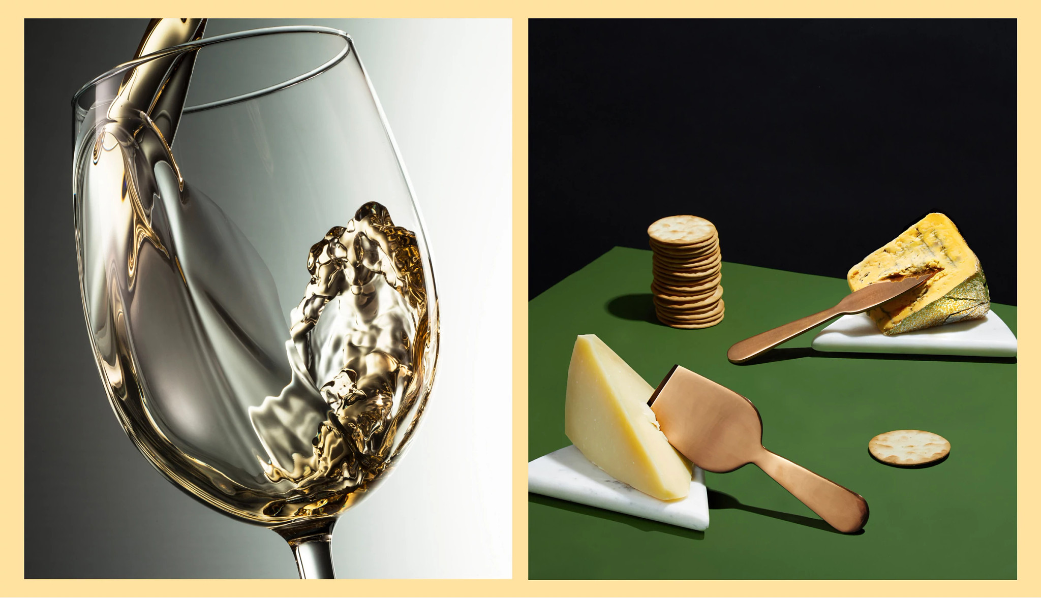 un vino blanco con quesos