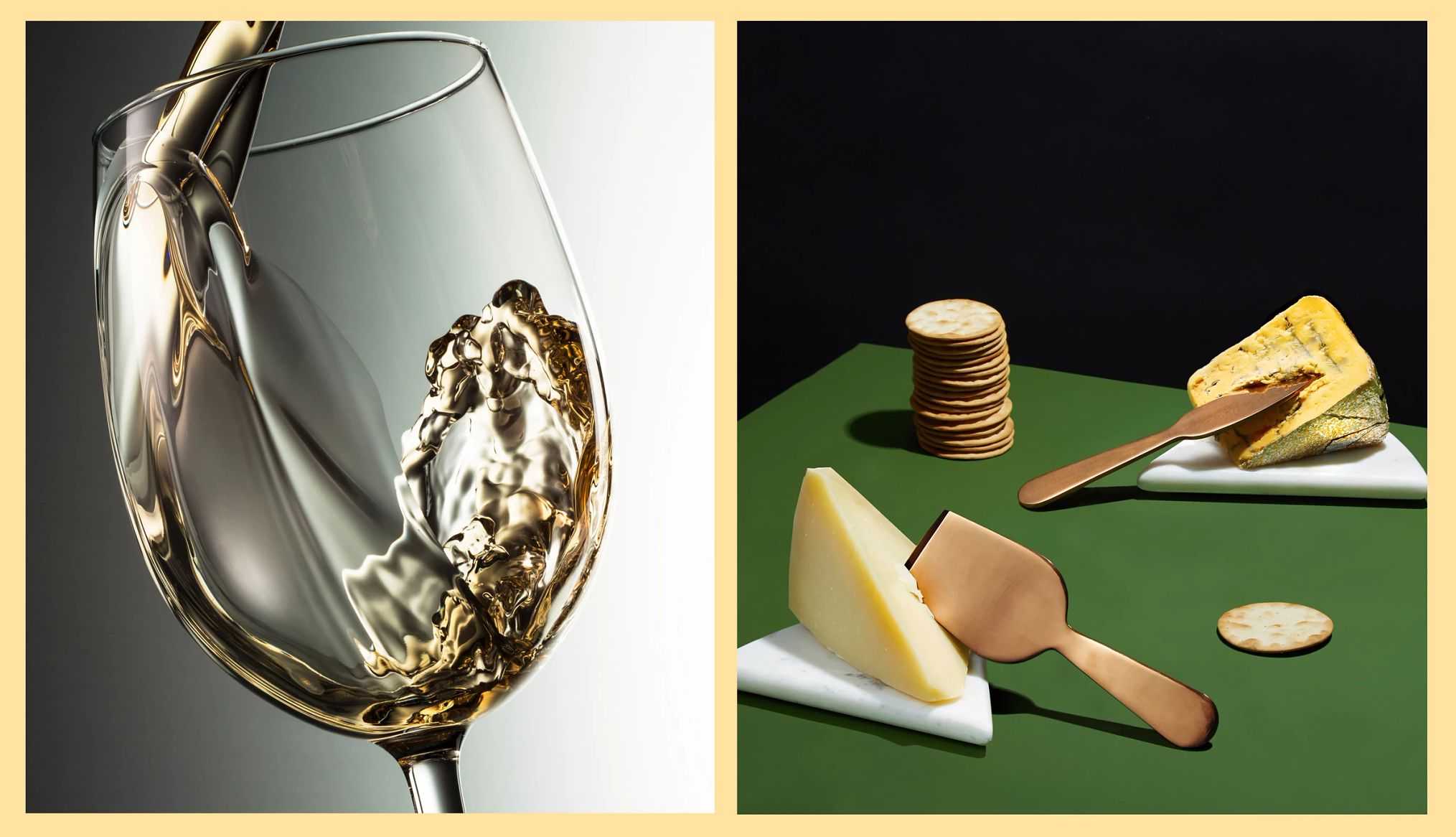 un vino blanco con quesos