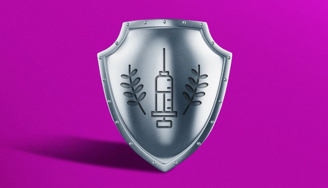 Vaccines Smart Guide vaccines shield on purple background