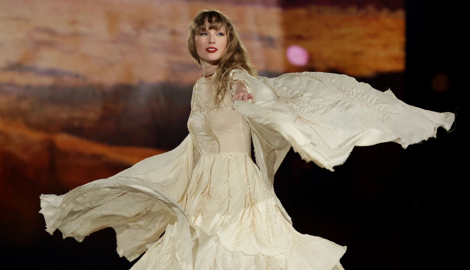 Taylor Swift Taylor Swift onstage during an Eras Tour concert