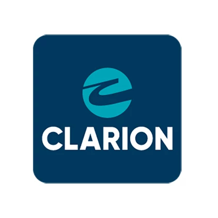 Clarion Hotel Logo Clarion Hotel Logo on Dark Blue Background