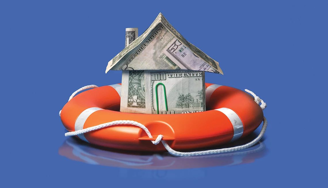 financial safety net a paper house on a life preserver