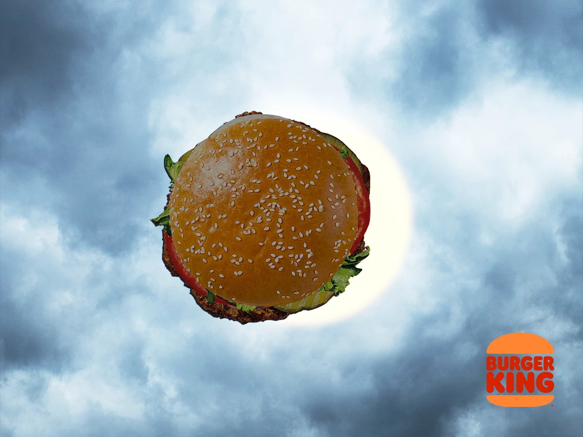 a burger is blocking out the sun
