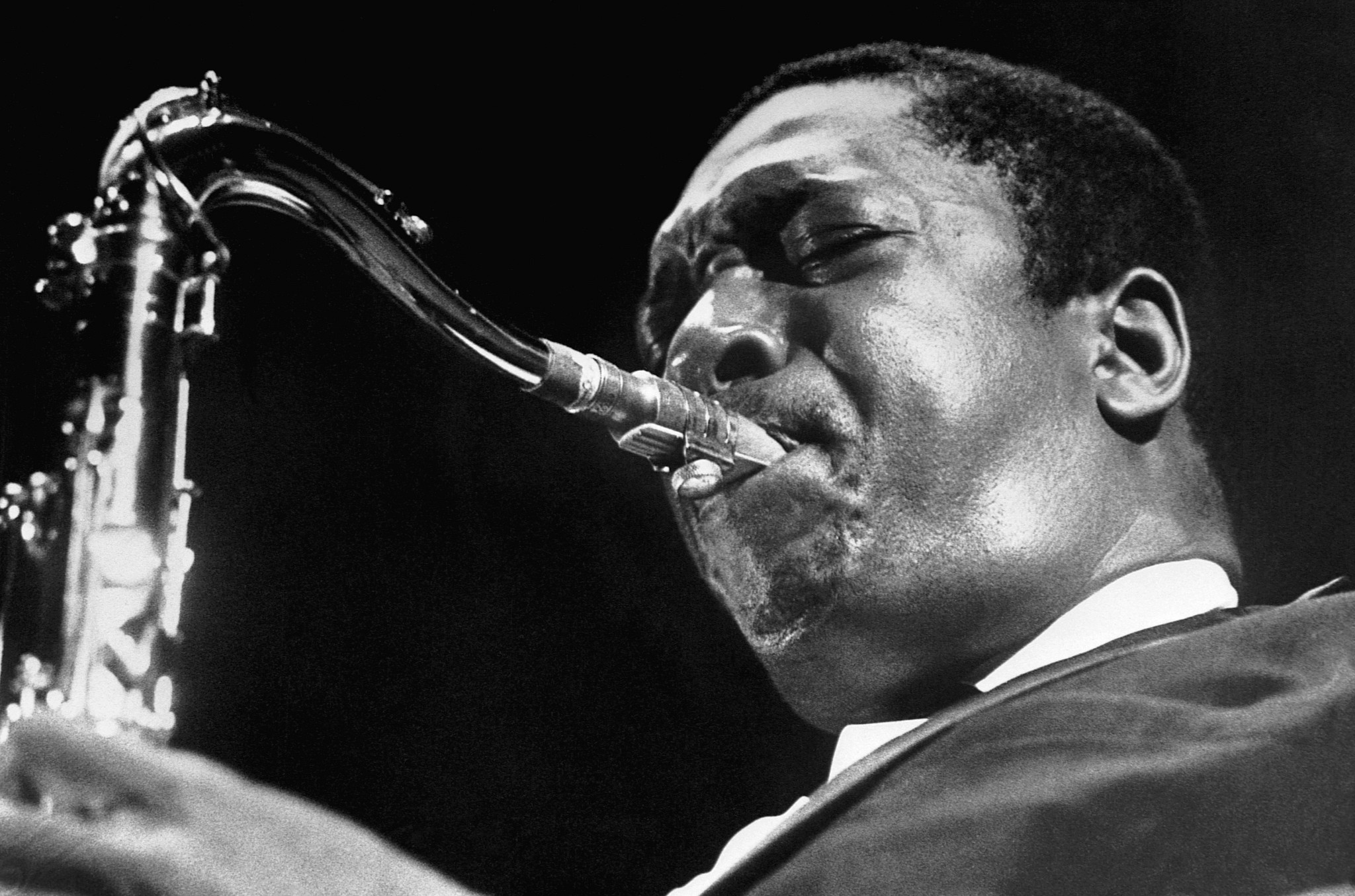 John Coltrane playing the saxophone.