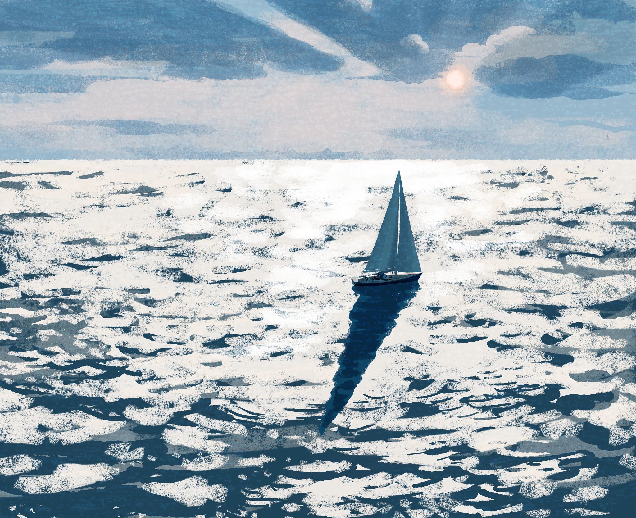 A Father-Son Trip of a Lifetime lone boat in sun shine