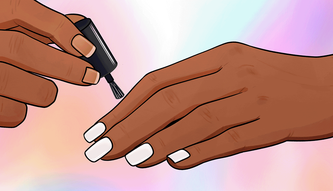 An illustration of a woman painting their nails