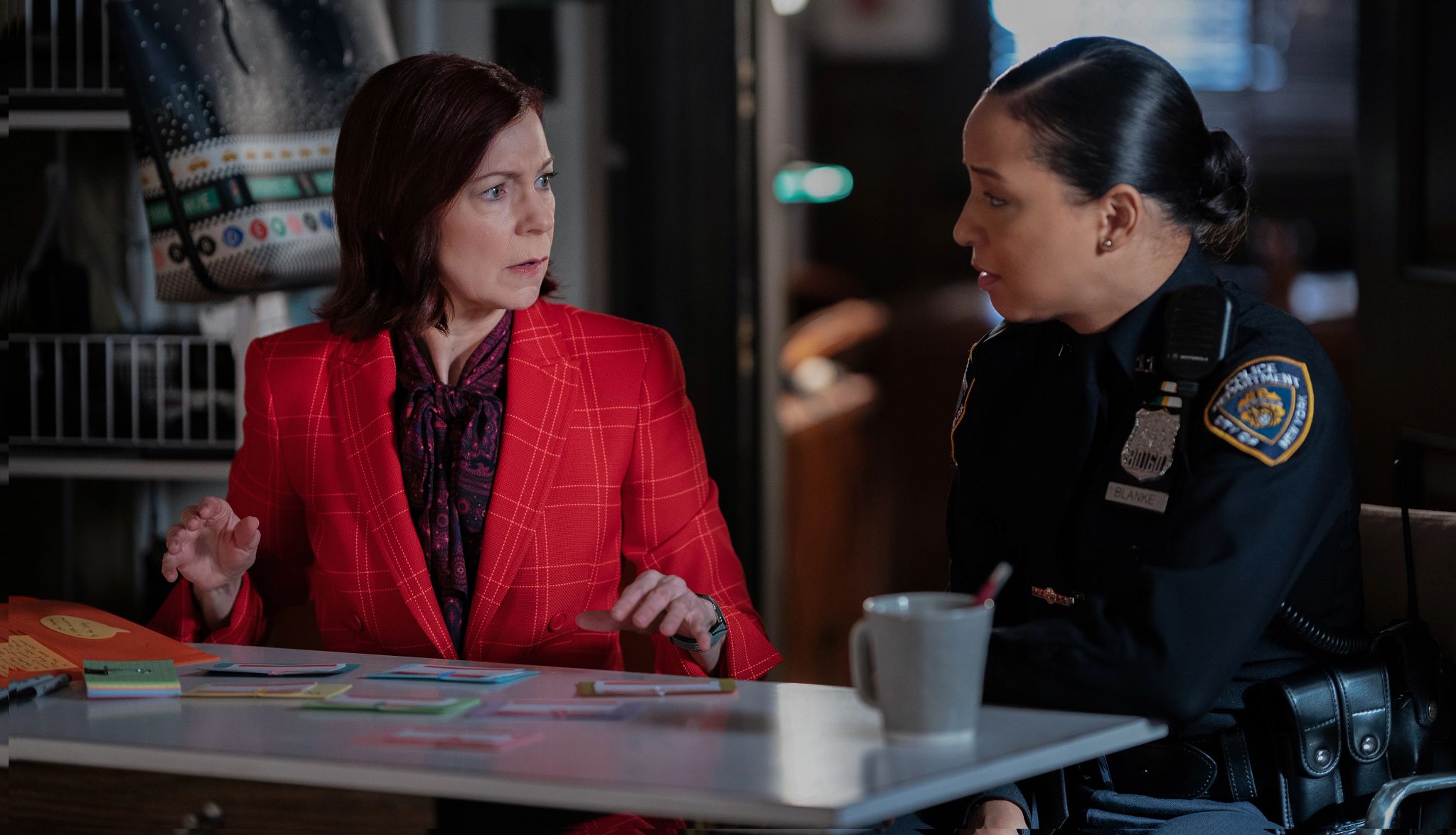 Carrie Preston and Carra Patterson in "Elsbeth" Carrie Preston and Carra Patterson in a still from Elsbeth