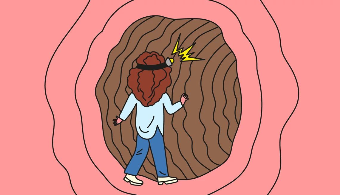 Vagina Illustration of vagina with woman wearing headlamp