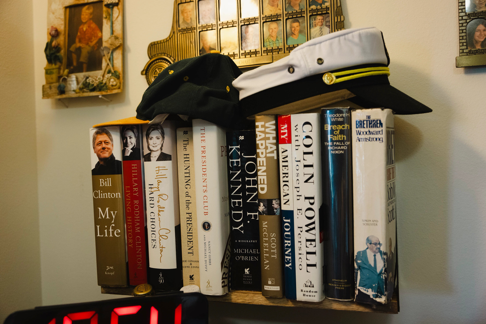 a row of books by political figures