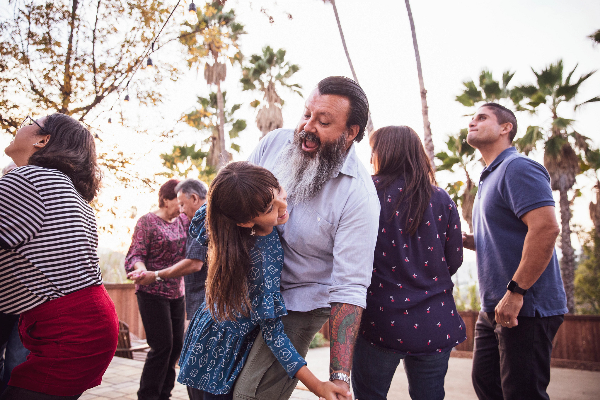 Father and daughter dancing