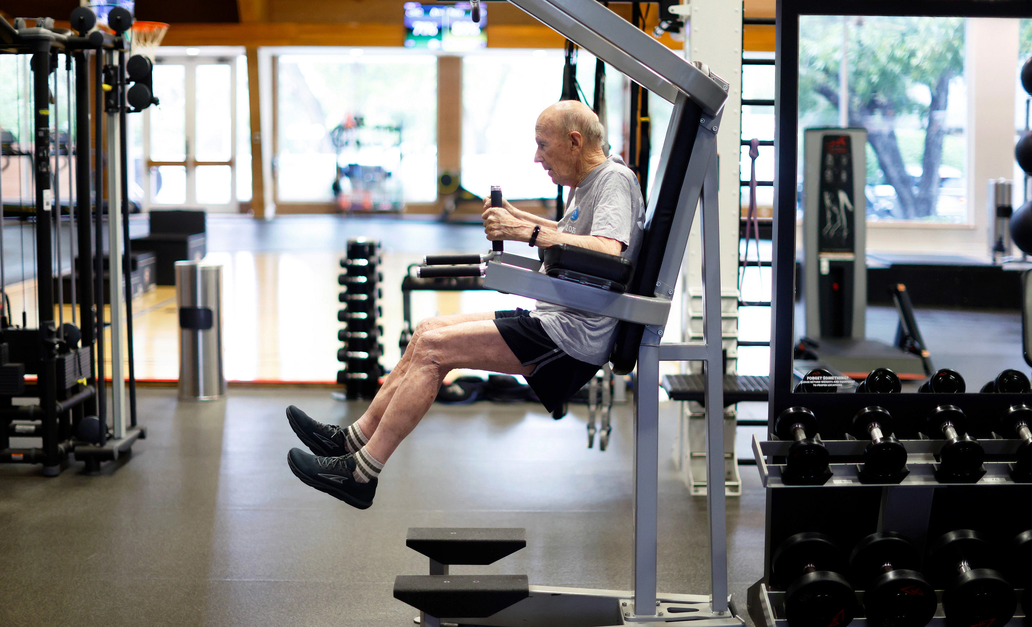 Dr. Kenneth Cooper, the father of aerobics, exercising