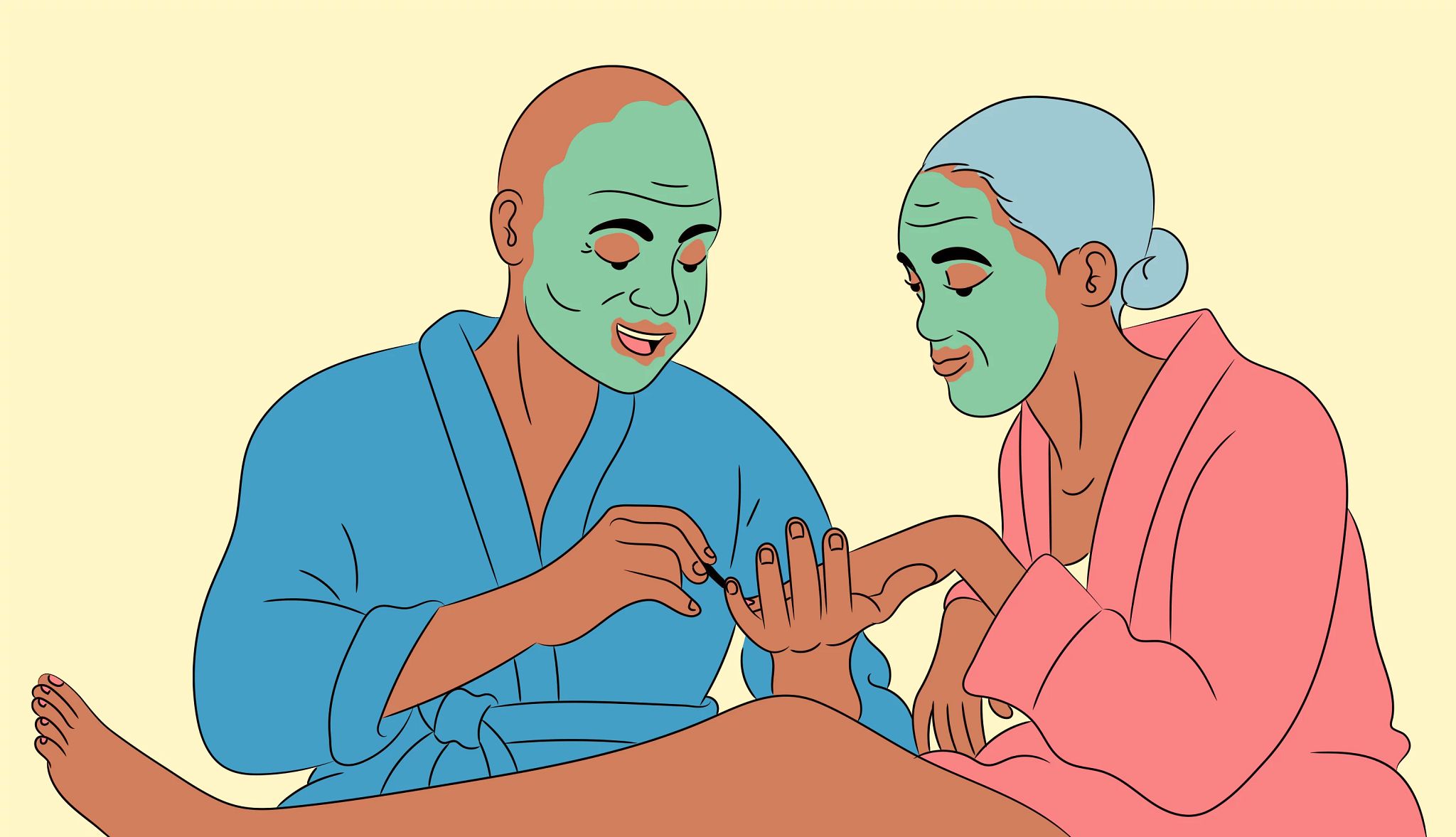 Ways for Caregivers to Encourage Socialization two people giving each other a makeover