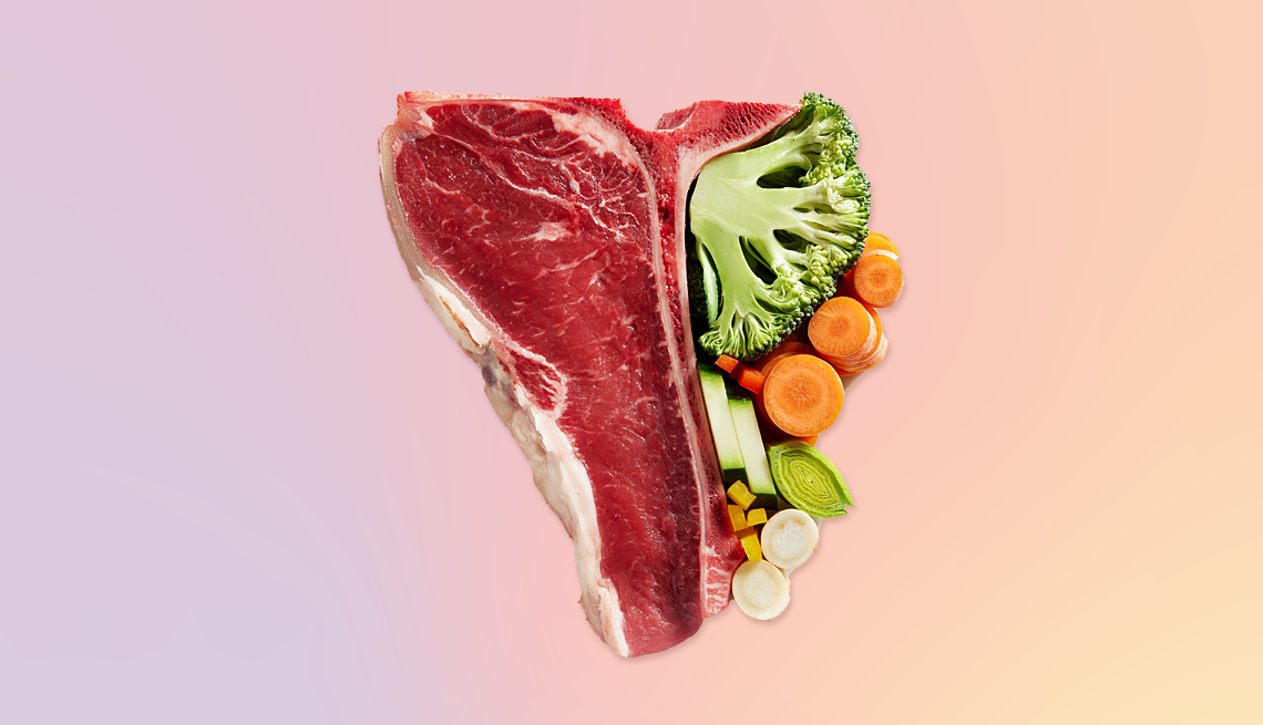 Reasons to Eat Less Meat steak and vegetable sin heart shape