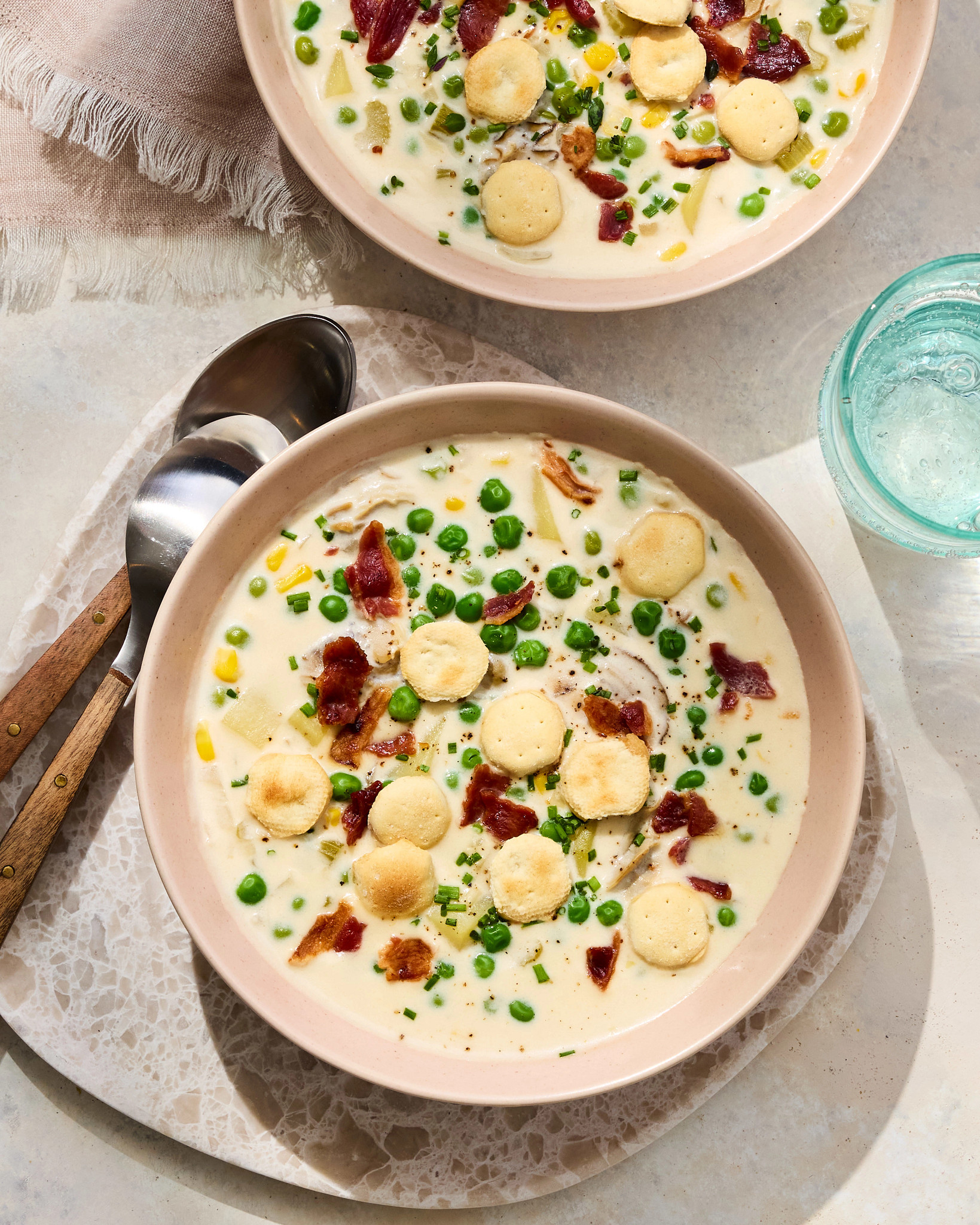 a photo shows Oyster Chowder