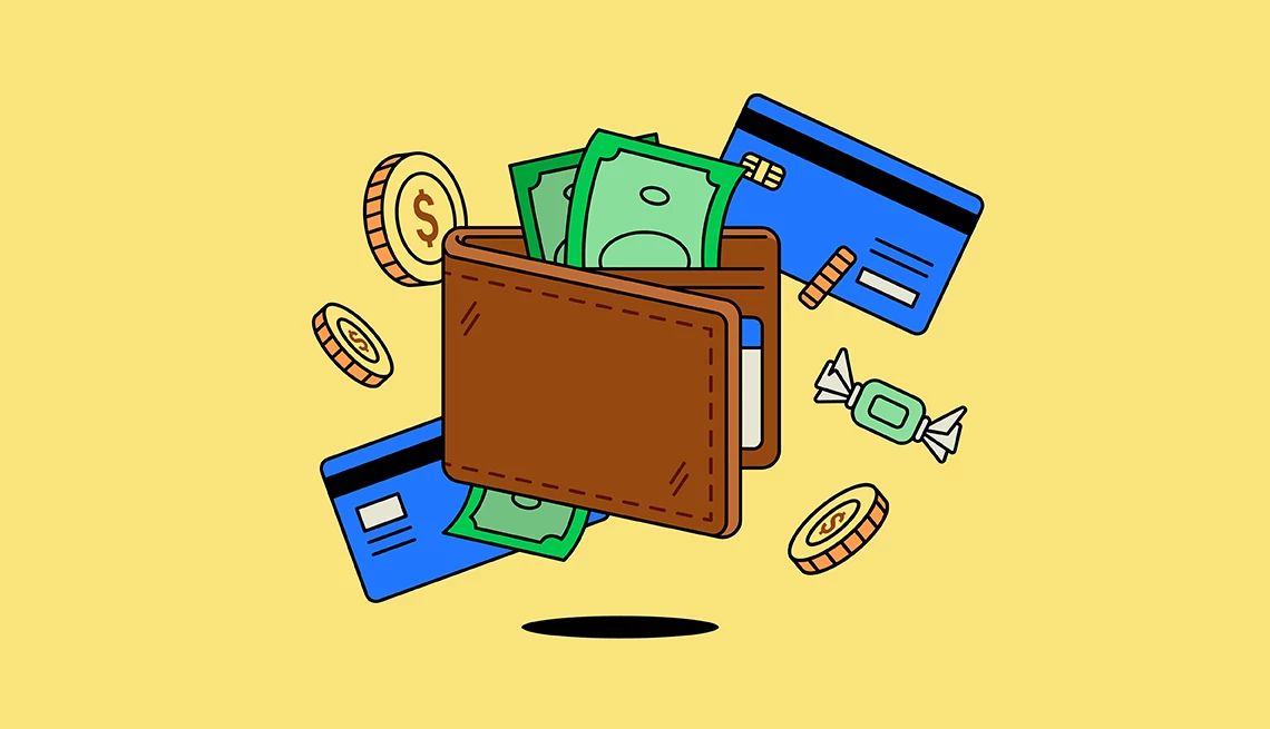 Don't Bribe Stepchildren An illustration shows a slightly opened wallet with cash, credit cards, coins and candy spilling out and around it.